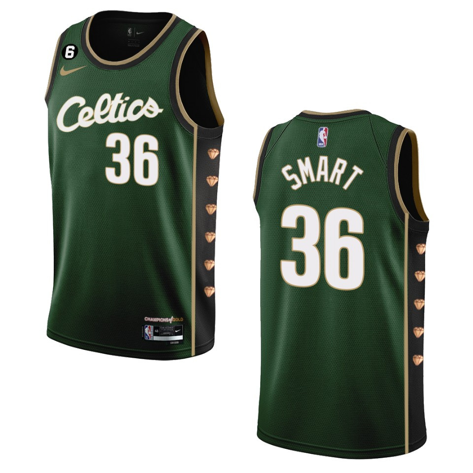 Men's Boston Celtics Marcus Smart #36 City Edition 2022-23 Swingman Dark Green Jersey 2401FYFL